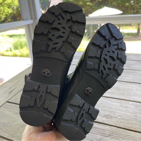 Timberland Black Leather Waterproof Combat Moto Boots Womens Size 9 - Picture 8 of 9